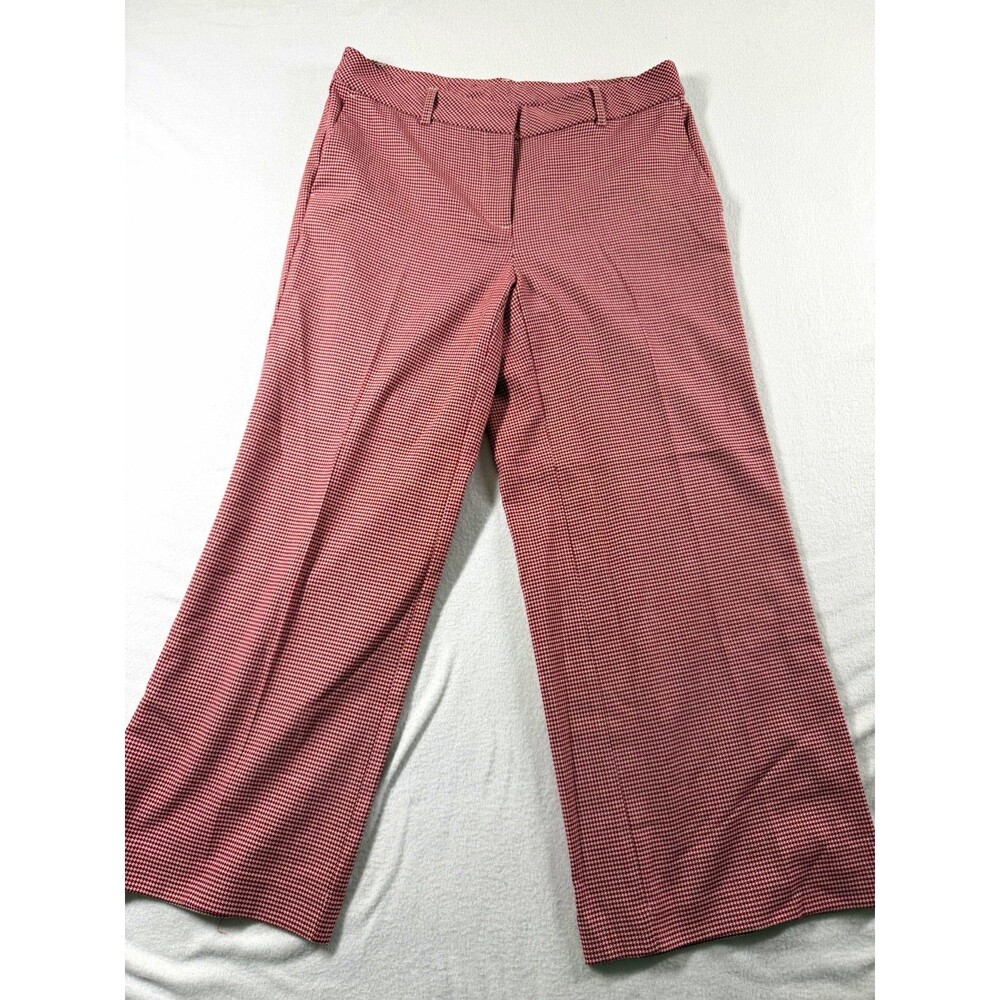 J. Jill Womens Dress Pants Size 6 Red White Houndstooth Straight Leg Flat 554